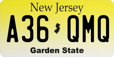 NJ license plate A36QMQ