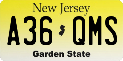 NJ license plate A36QMS