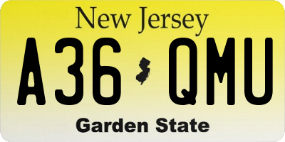NJ license plate A36QMU
