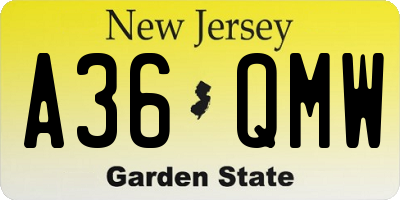 NJ license plate A36QMW