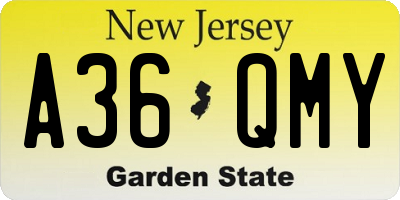 NJ license plate A36QMY