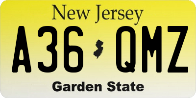 NJ license plate A36QMZ
