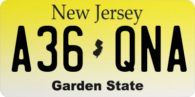 NJ license plate A36QNA