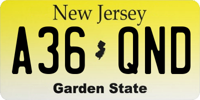 NJ license plate A36QND