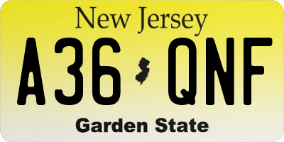 NJ license plate A36QNF