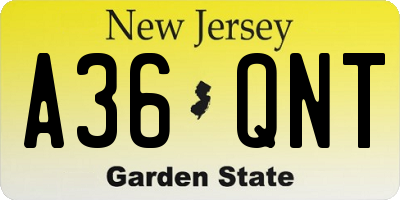 NJ license plate A36QNT