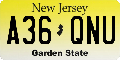 NJ license plate A36QNU