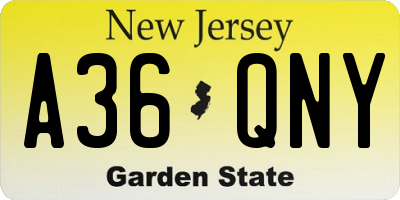 NJ license plate A36QNY