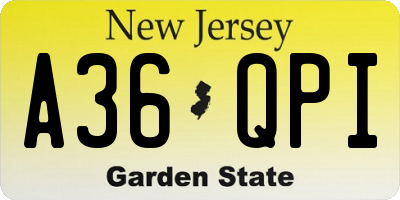 NJ license plate A36QPI