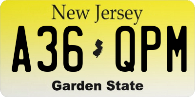 NJ license plate A36QPM