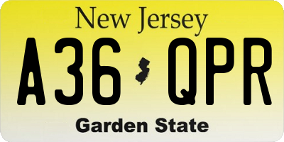 NJ license plate A36QPR
