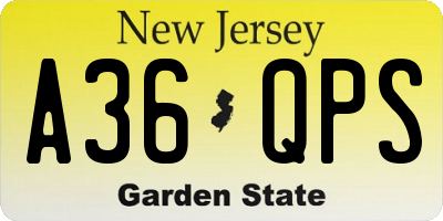 NJ license plate A36QPS