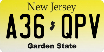 NJ license plate A36QPV