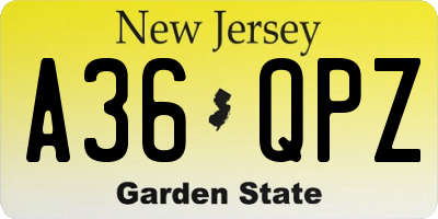 NJ license plate A36QPZ
