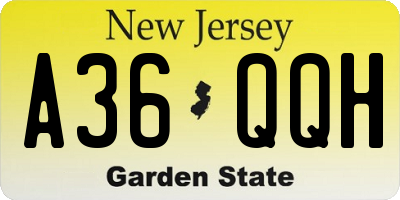 NJ license plate A36QQH