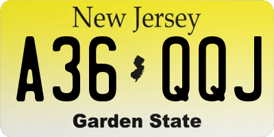 NJ license plate A36QQJ