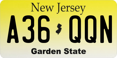 NJ license plate A36QQN