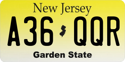 NJ license plate A36QQR
