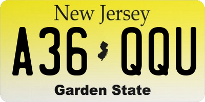 NJ license plate A36QQU