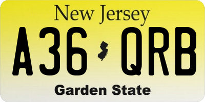 NJ license plate A36QRB