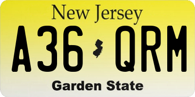 NJ license plate A36QRM