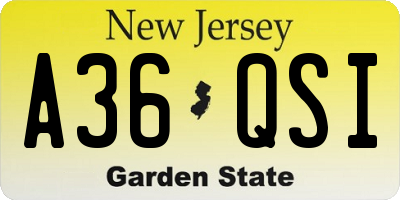 NJ license plate A36QSI