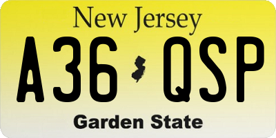 NJ license plate A36QSP