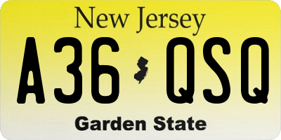 NJ license plate A36QSQ