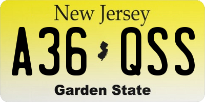 NJ license plate A36QSS