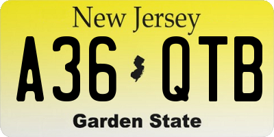 NJ license plate A36QTB