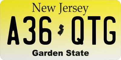 NJ license plate A36QTG