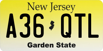 NJ license plate A36QTL