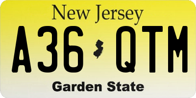 NJ license plate A36QTM