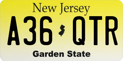 NJ license plate A36QTR