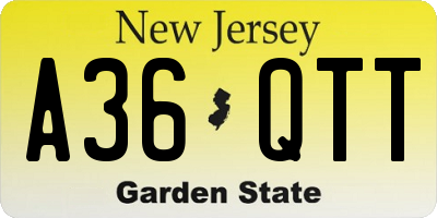 NJ license plate A36QTT