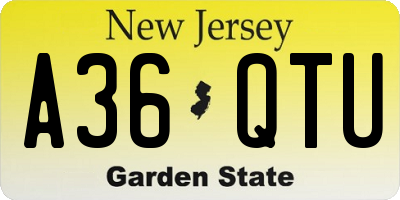 NJ license plate A36QTU