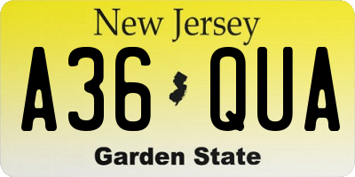 NJ license plate A36QUA