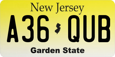 NJ license plate A36QUB