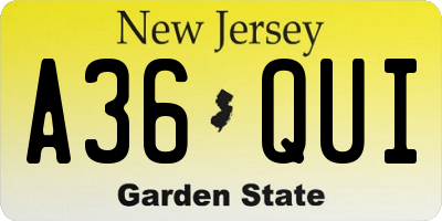 NJ license plate A36QUI