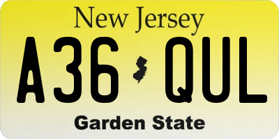 NJ license plate A36QUL