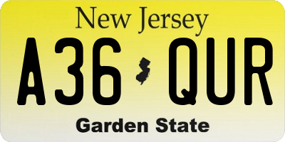 NJ license plate A36QUR