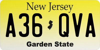 NJ license plate A36QVA