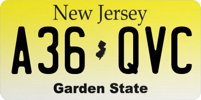 NJ license plate A36QVC