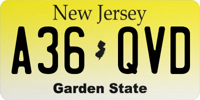 NJ license plate A36QVD