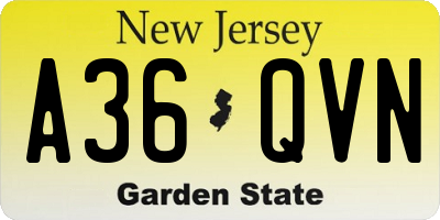 NJ license plate A36QVN