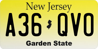 NJ license plate A36QVO