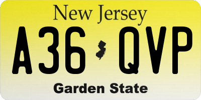 NJ license plate A36QVP