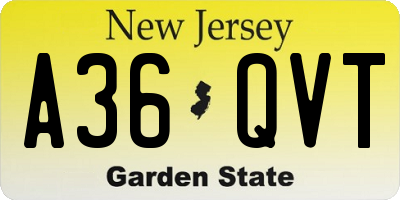 NJ license plate A36QVT