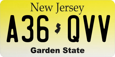 NJ license plate A36QVV