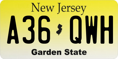 NJ license plate A36QWH